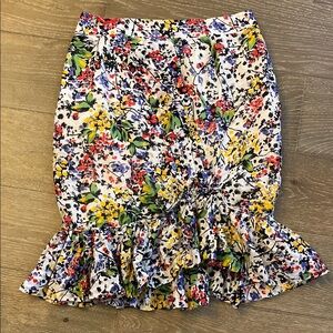 NWOT Anthropologie Edme & Esyllte Vibrant Gathered Floral Ruffled Spring Skirt 6